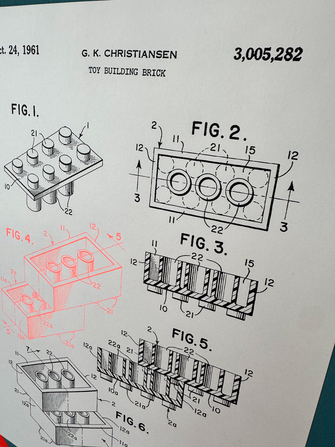 Patentzeichnung – Toy Building Brick (LEGO-Patent)