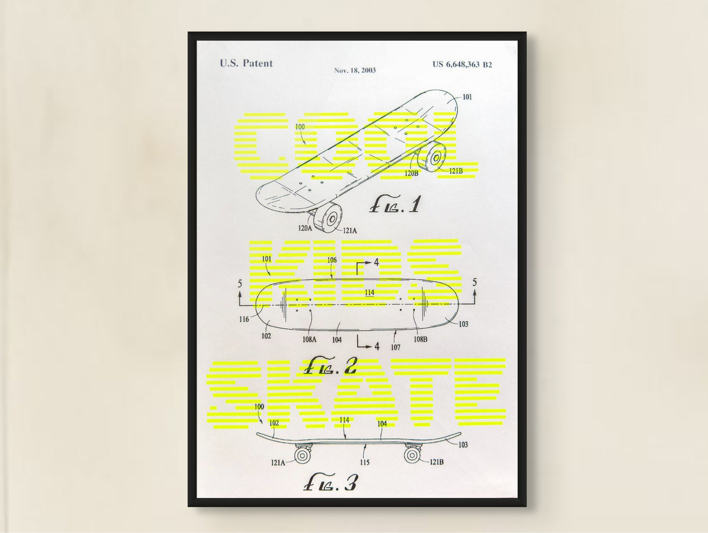 Patentzeichnung – Skateboard Design "COOL KIDS SKATE"